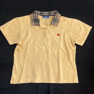 Vintage Burberry Blue Label Kids XXL Polo • Nova Check Collar Beige Shirt